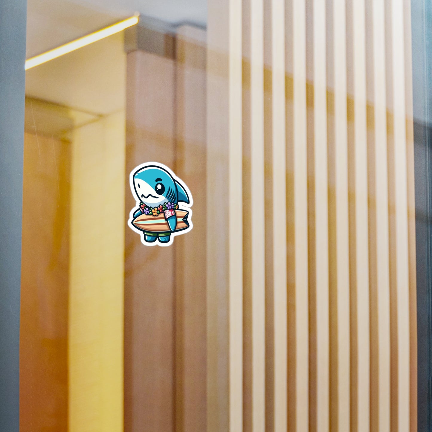 Adorable Shark Surfing Kiss-Cut Vinyl Decals - Fun Summer Stickers for Kids & Beach Lovers