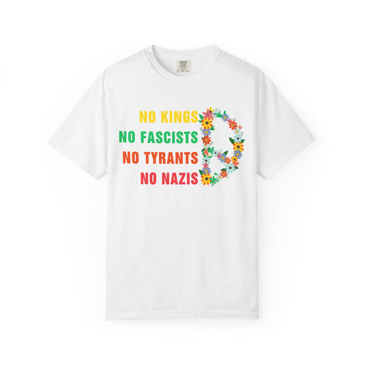 Floral Protest T-Shirt, Unisex Garment-Dyed Tee for Activism, Casual Wear, Gifts for Allies, Festival Apparel, Statement Shirt
