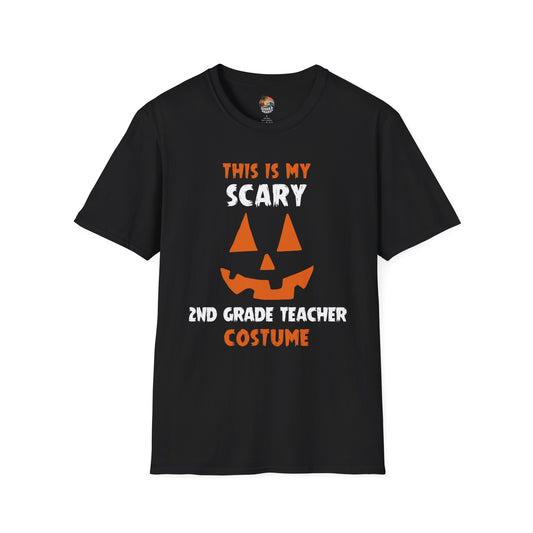 Shaka Brands | Halloween T‑Shirt | “This Is My Scary 2nd Grade Teacher Costume” | Unisex | Soft Cotton Blend | Sizes S–2XL