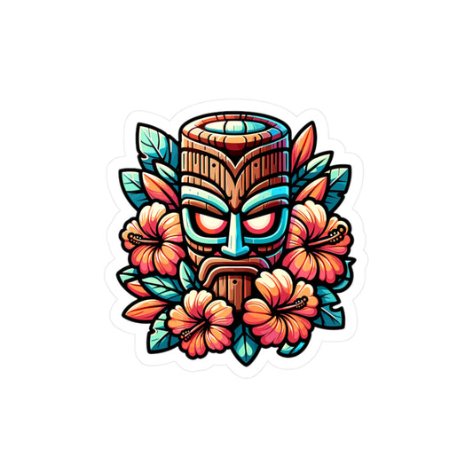 Tropical Tiki Sticker - Colorful Kiss-Cut Vinyl Decal for Home Decor