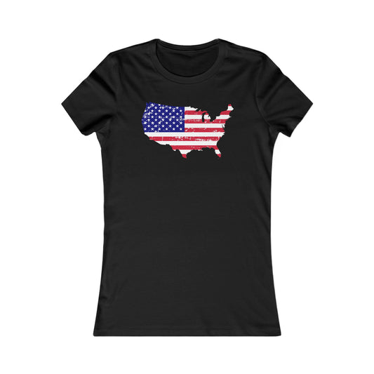 Vintage American Flag Women's Tee, Patriotic T-Shirt, Summer Wardrobe Essential, Great for Independence Day, Casual Wear