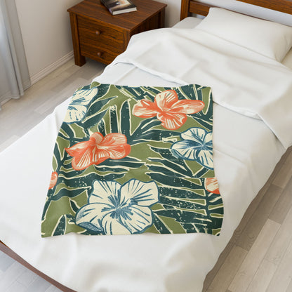 Tropical Floral Plush Blanket - Cozy Home Decor, Great Gift for Birthdays, Weddings, Holidays, Relaxing Evenings, Kids' Rooms