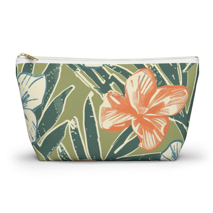 Tropical Floral Accessory Pouch, Travel Makeup Bag, Cosmetic Organizer, Cute Gift for Her, Summer Vacation Essentials