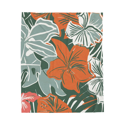 Tropical Floral Plush Blanket - Cozy Home Decor, Great Gift for Birthdays, Weddings, Holidays, Relaxing Evenings, Kids' Rooms
