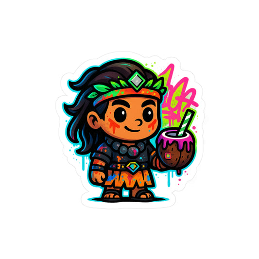 Chibi Keiki Kāne me ka Niu — Coconut Drink Vinyl Sticker
