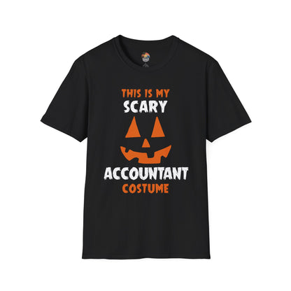 Shaka Brands | Halloween T‑Shirt | “This Is My Scary Accountant Costume” | Unisex | Soft Cotton Blend | Sizes S–2XL