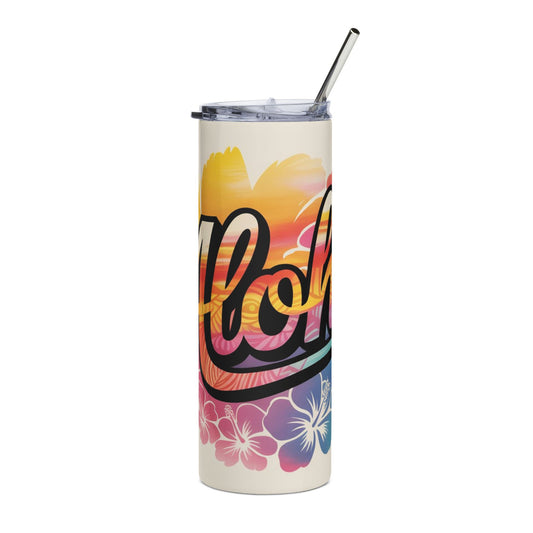 Vibrant Aloha Stainless Steel Tumbler, Beach Vibes Coffee Cup, Travel Mug, Summer Drinkware, Gift for Ocean Lovers