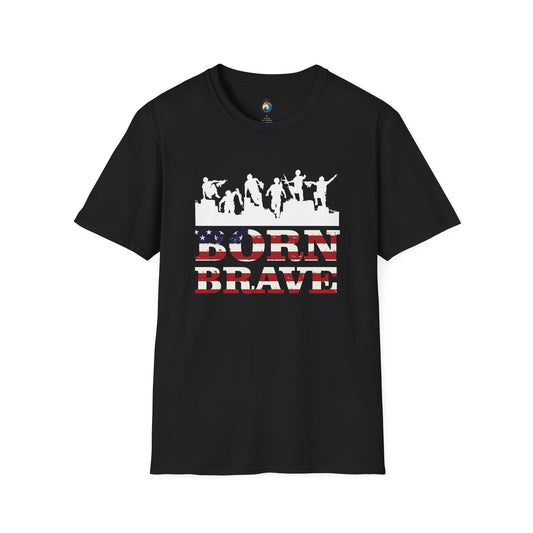'Born Brave' Unisex Inspirational T-Shirt Design, Patriotic Apparel, Casual Wear, Freedom Shirt, Gift for Veterans, Independence Day