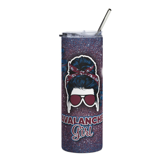 Avalanche Girl Stainless Steel Tumbler, 20oz | Colorado Tumbler, Travel Mug, Outdoor Gear, Gift for Sports Fans, Glitter Drinkware