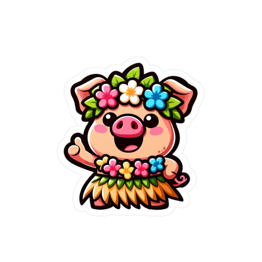 Hula Pig Vinyl Decals - Cute Hawaiian Sticker for Fun Decor