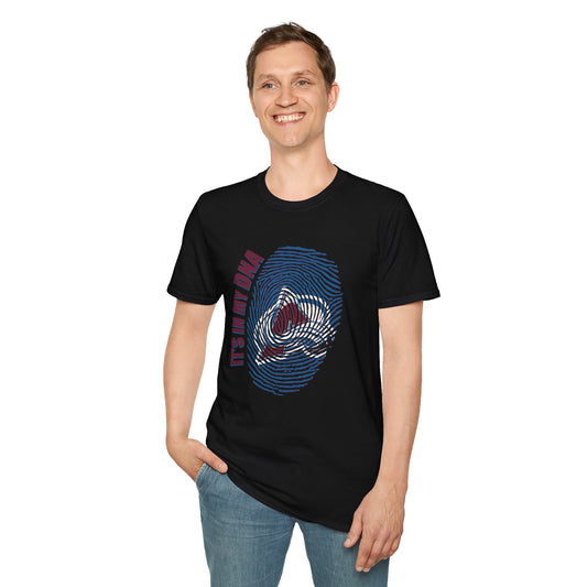 Avalanche Its in my DNA T-Shirt with Unique Fingerprint Design, Casual Wear, Gift for Sports Fans, Birthday Present, Trendy Graphic Tee