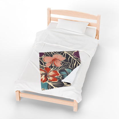 Tropical Floral Plush Blanket - Cozy Home Decor, Great Gift for Birthdays, Weddings, Holidays, Relaxing Evenings, Kids' Rooms