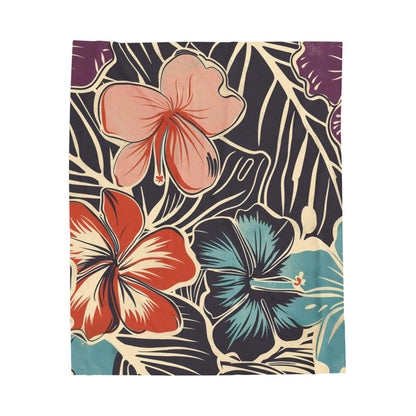 Tropical Floral Plush Blanket - Cozy Home Decor, Great Gift for Birthdays, Weddings, Holidays, Relaxing Evenings, Kids' Rooms
