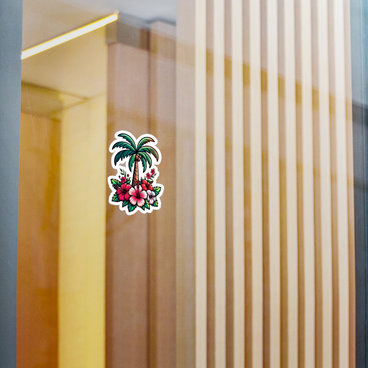 Tropical Floral Kiss-Cut Vinyl Decals | Palm Tree & Hibiscus Stickers