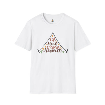 Camping Lifestyle T-Shirt, Eat Sleep Camp Repeat Shirt, Unisex Summer Tee, Outdoor Adventure Clothing, Gifts for Campers, Hiking Memento