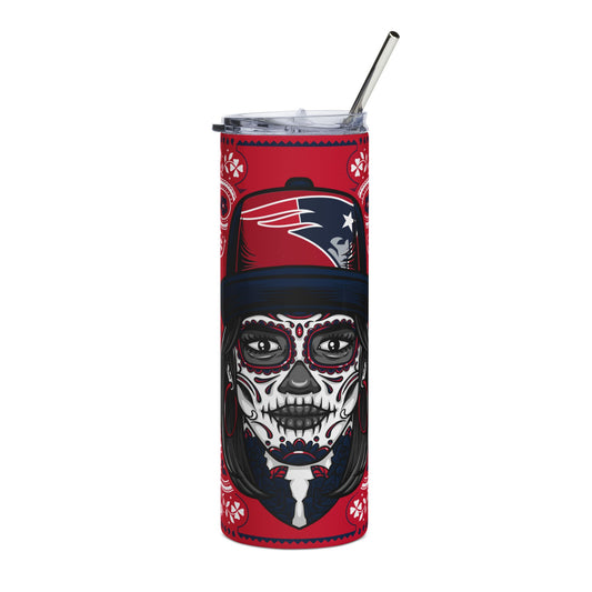 Patriots Sugar Skull 20 oz Tumbler – Sublimated, Double-Walled
