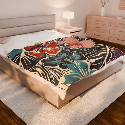 Tropical Floral Plush Blanket - Cozy Home Decor, Great Gift for Birthdays, Weddings, Holidays, Relaxing Evenings, Kids' Rooms