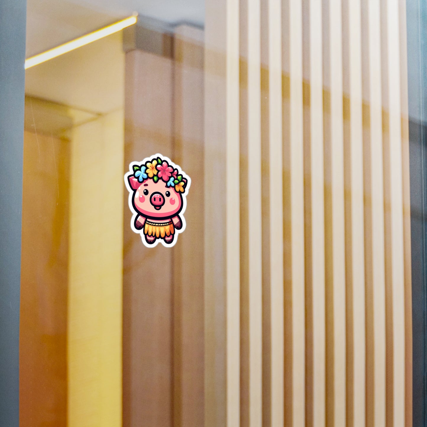 Hula Pig Vinyl Decal - Tropical Cute Decor for Home & Party