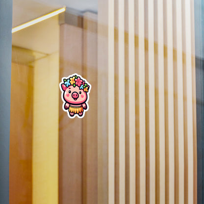 Hula Pig Vinyl Decal - Tropical Cute Decor for Home & Party