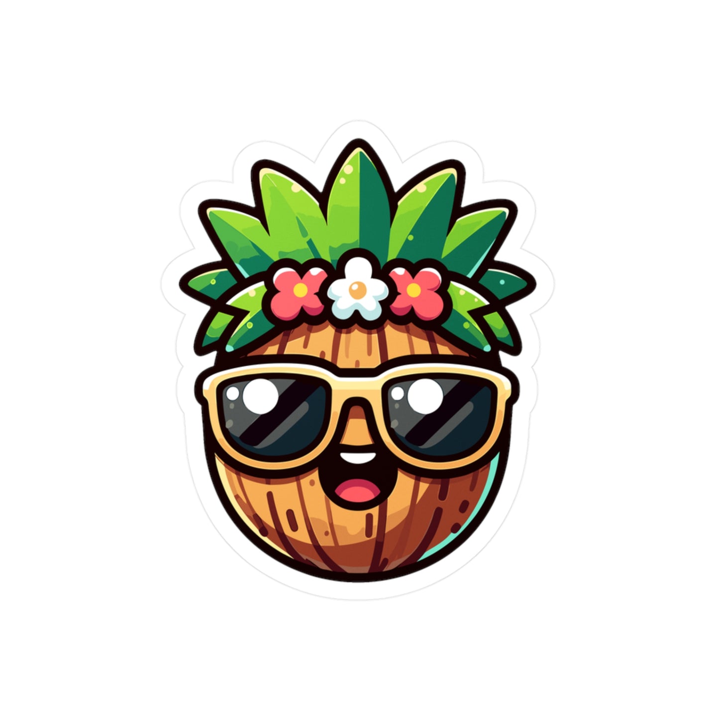 Tropical Pineapple Vinyl Decal - Fun Summer Sticker for Home & Office Decor