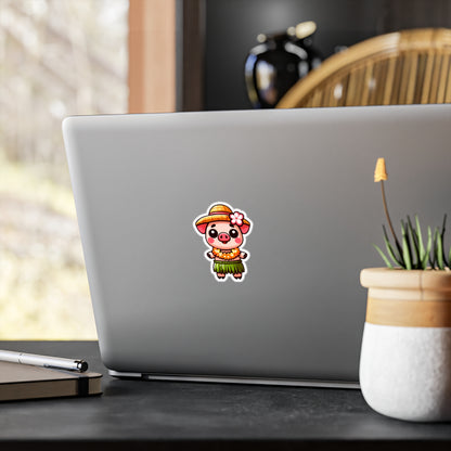 Cute Hula Pig Vinyl Decal Sticker
