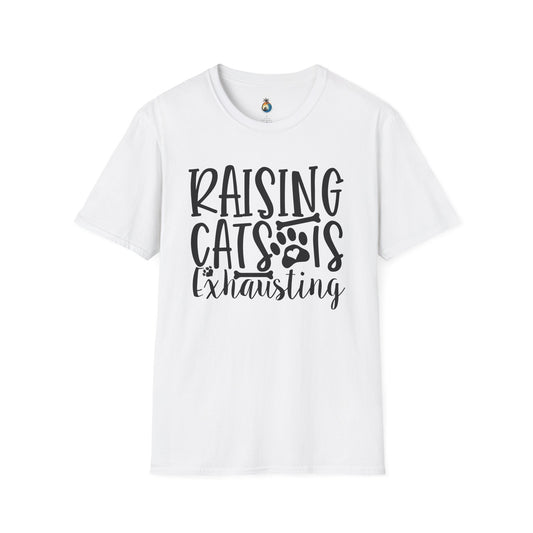 Raising Cats Is ExhaustingT-Shirt, Cute Cat Lover Tee, Funny Cat Mom Gift, Feline Enthusiast Wear, Pet Owner Apparel, Gift for Cat Lovers