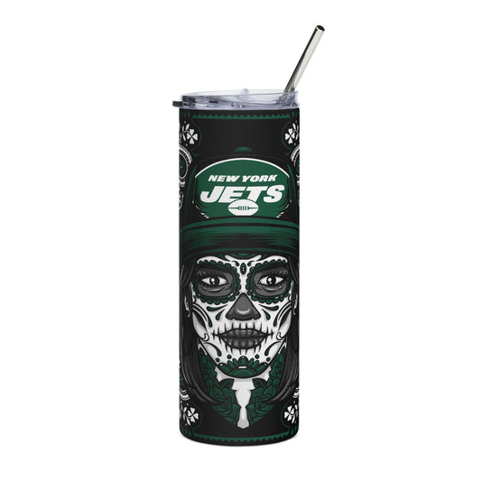 Jets Sugar Skull 20 oz Tumbler – Sublimated, Double-Walled