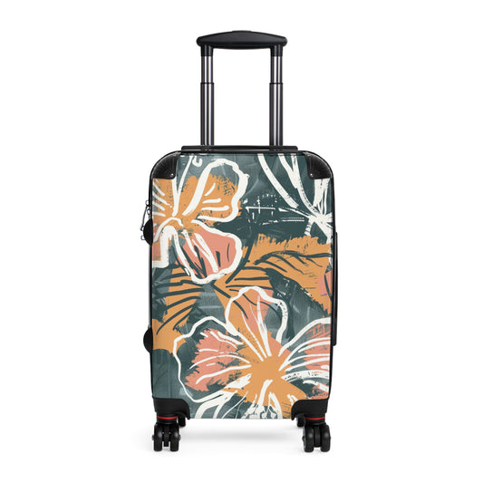 Tropical Floral Suitcase, Vintage Travel Luggage, Vacation Bag, Summer Getaway Gear, Stylish Holiday Travel