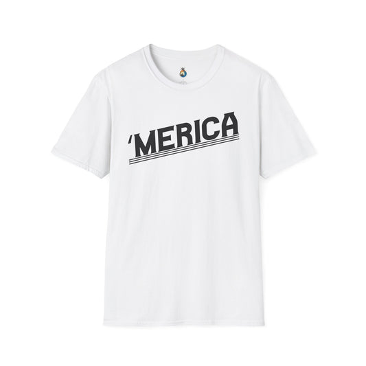 'Merica Unisex Softstyle T-Shirt, American Pride Tee, Patriotic Shirt, 4th of July Outfit, Casual Summer Wear, Perfect for BBQs