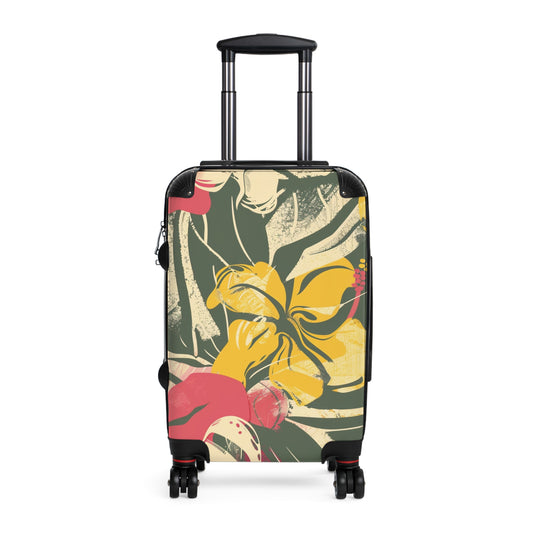 Tropical Floral Suitcase, Vintage Travel Luggage, Vacation Bag, Summer Getaway Gear, Stylish Holiday Travel