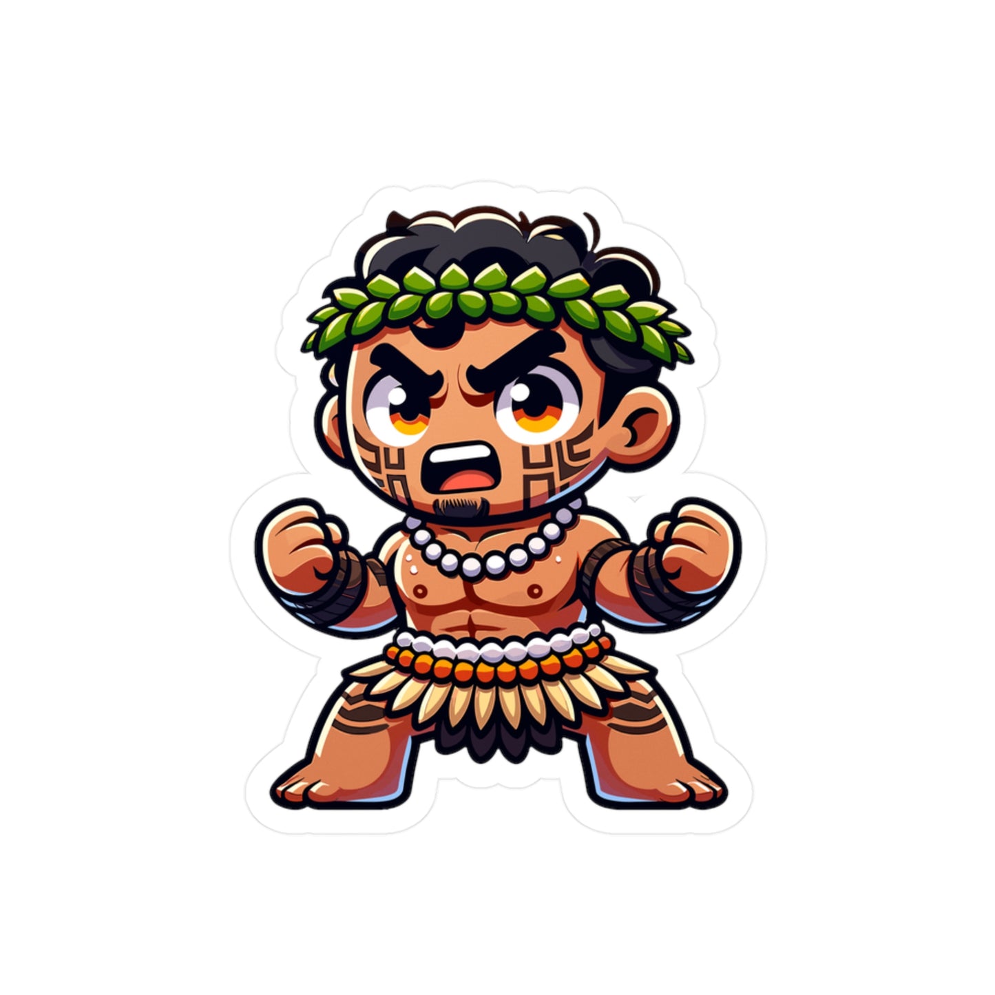 Colorful Polynesian Warrior Vinyl Decal