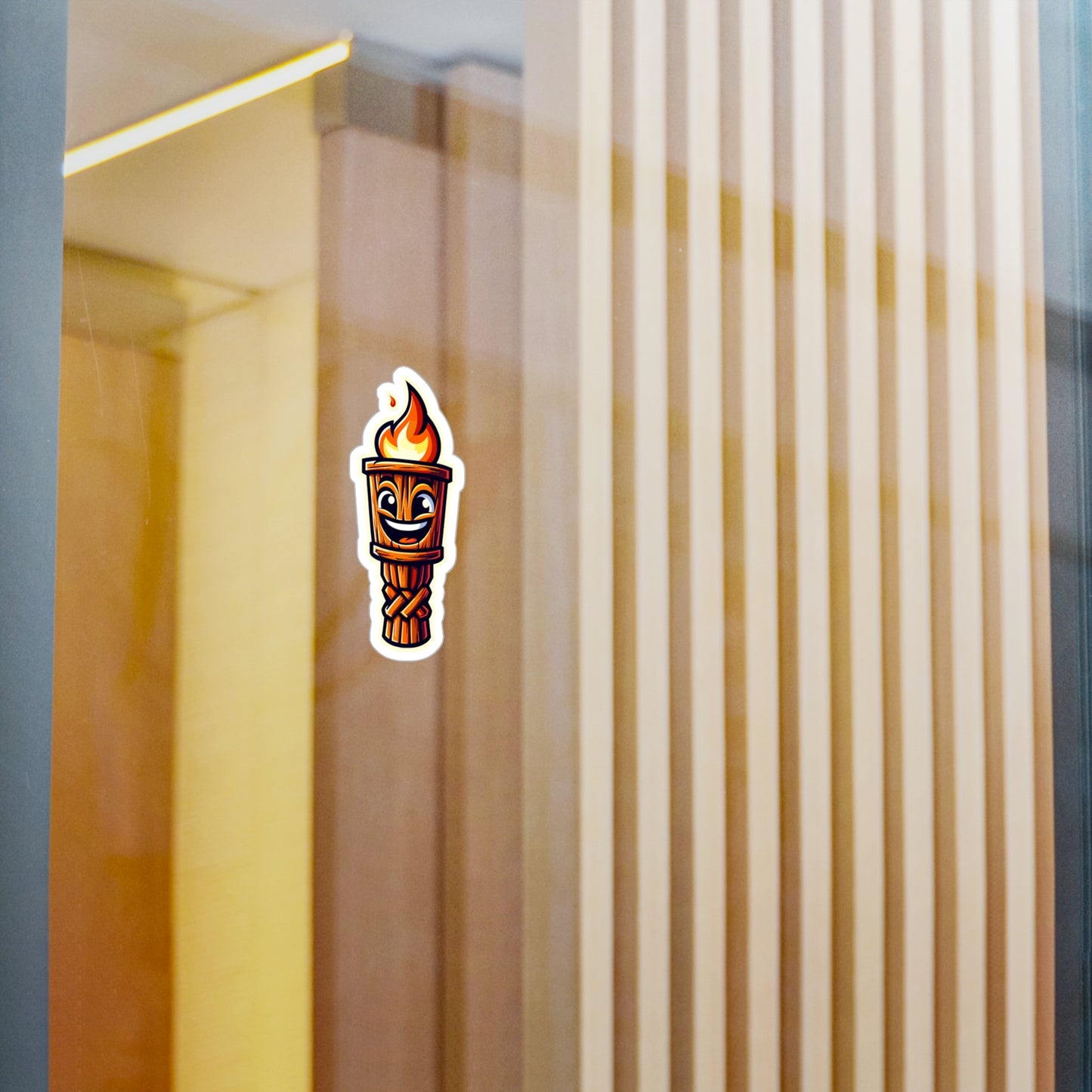 Cheerful Tiki Torch Vinyl Decal - Fun Outdoor Decor