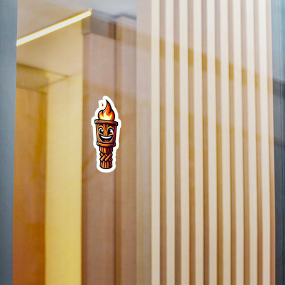 Cheerful Tiki Torch Vinyl Decal - Fun Outdoor Decor