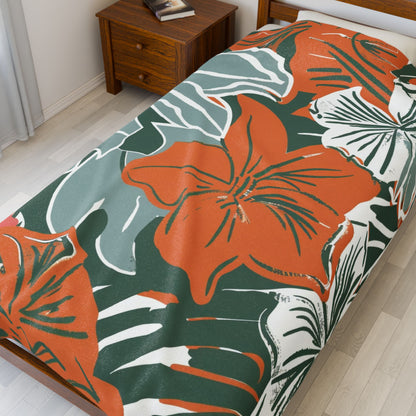 Tropical Floral Plush Blanket - Cozy Home Decor, Great Gift for Birthdays, Weddings, Holidays, Relaxing Evenings, Kids' Rooms