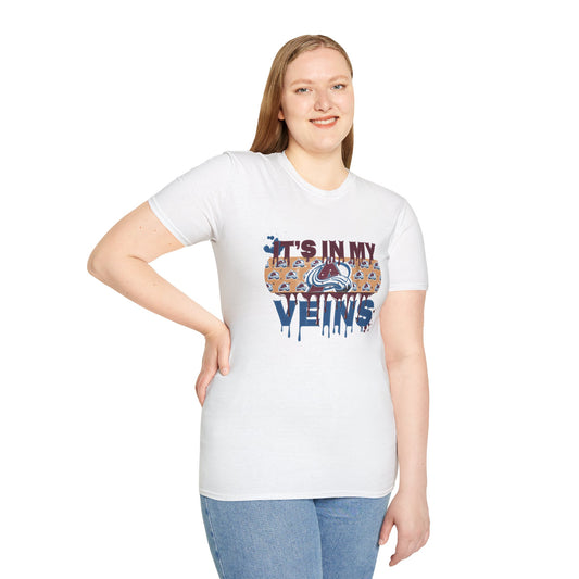Avalanche Fan - It's In My Veins T-Shirt, Unisex Softstyle Tee, Sports Apparel, Gift for Hockey Lovers, It's In My Veins Shirt