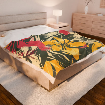 Tropical Floral Plush Blanket - Cozy Home Decor, Great Gift for Birthdays, Weddings, Holidays, Relaxing Evenings, Kids' Rooms