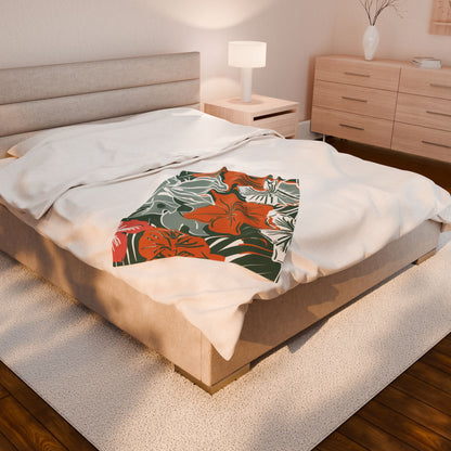 Tropical Floral Plush Blanket - Cozy Home Decor, Great Gift for Birthdays, Weddings, Holidays, Relaxing Evenings, Kids' Rooms