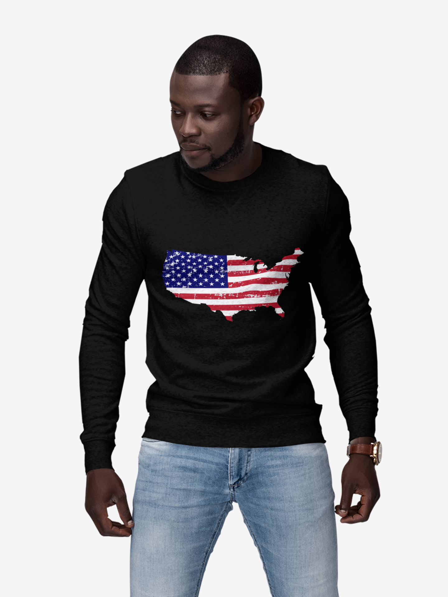 Patriotic America Sweatshirt - Unisex Heavy Blend™ Crewneck, USA Flag Design, Cozy Fall Apparel, Gift for Veterans, Independence Day Fashion