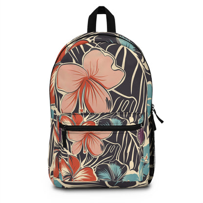 Vintage Hawaiian Print Backpack, Stylish Daypack, School Bag, Travel Accessory, Beach Bag, Perfect Gift for Nature Lovers