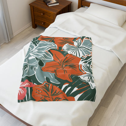 Tropical Floral Plush Blanket - Cozy Home Decor, Great Gift for Birthdays, Weddings, Holidays, Relaxing Evenings, Kids' Rooms