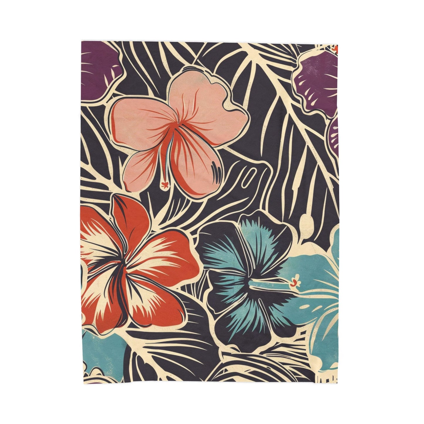 Tropical Floral Plush Blanket - Cozy Home Decor, Great Gift for Birthdays, Weddings, Holidays, Relaxing Evenings, Kids' Rooms