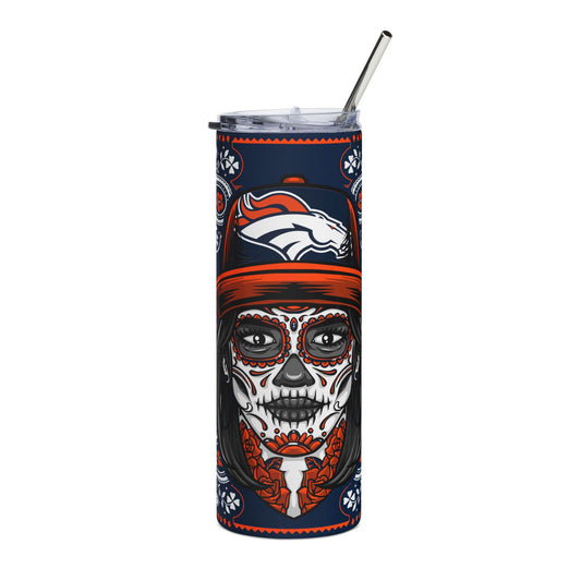 Broncos Sugar Skull 20 oz Tumbler – Sublimated, Double-Walled