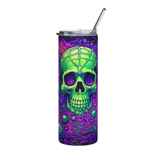 Vibrant Skull Tumbler with Straw – Perfect for Halloween Parties, Gothic Decor, and Unique Gifts, Ideal for All Occasions, 20oz