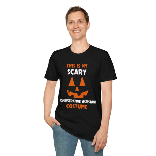 Shaka Brands | Halloween T‑Shirt | “This Is My Scary Administrative Assistant Costume” | Unisex | Soft Cotton Blend | Sizes S–2XL