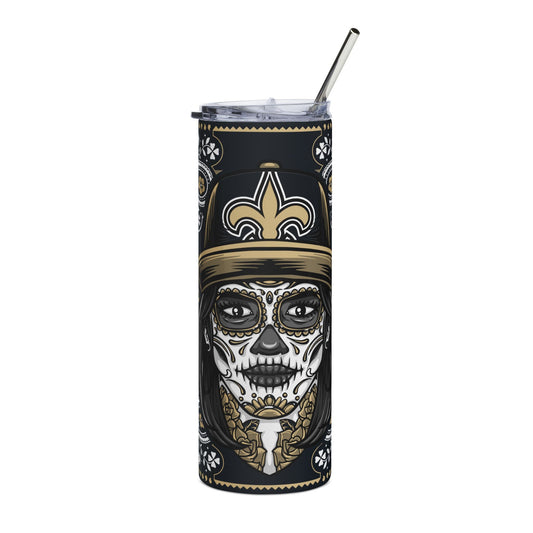 Saints Sugar Skull 20 oz Tumbler – Sublimated, Double-Walled