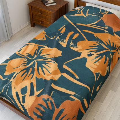 Tropical Floral Plush Blanket - Cozy Home Decor, Great Gift for Birthdays, Weddings, Holidays, Relaxing Evenings, Kids' Rooms