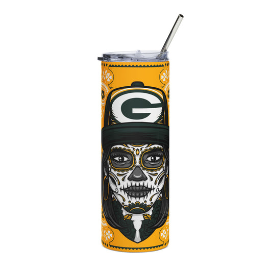 Packers Sugar Skull 20 oz Tumbler – Sublimated, Double-Walled