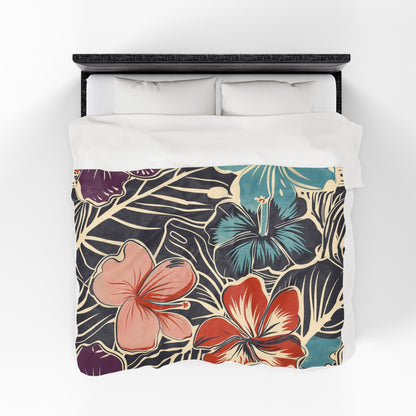 Tropical Floral Plush Blanket - Cozy Home Decor, Great Gift for Birthdays, Weddings, Holidays, Relaxing Evenings, Kids' Rooms