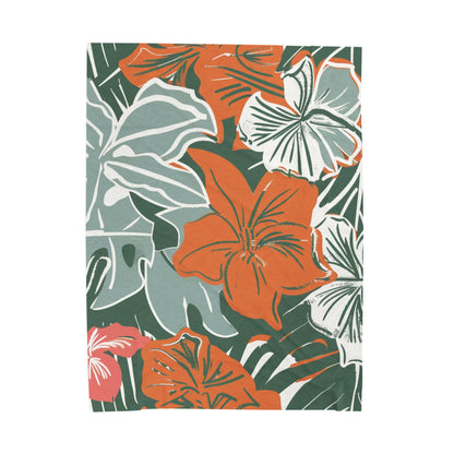 Tropical Floral Plush Blanket - Cozy Home Decor, Great Gift for Birthdays, Weddings, Holidays, Relaxing Evenings, Kids' Rooms