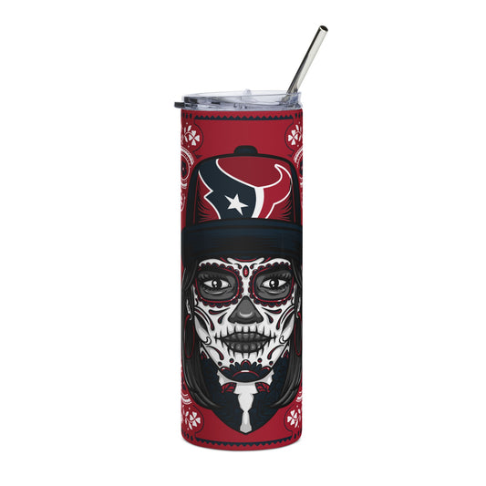 Texans Sugar Skull 20 oz Tumbler – Sublimated, Double-Walled